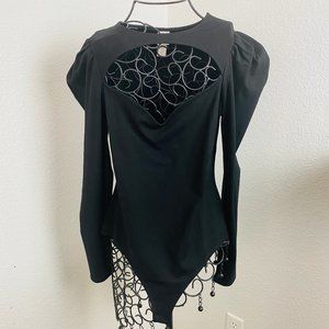 H&M long sleeve sexy bodysuit top black Medium